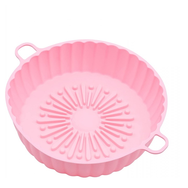 Cos reutilizabil pentru friteuza cu aer cald, 18 x 5 cm, silicon, roz