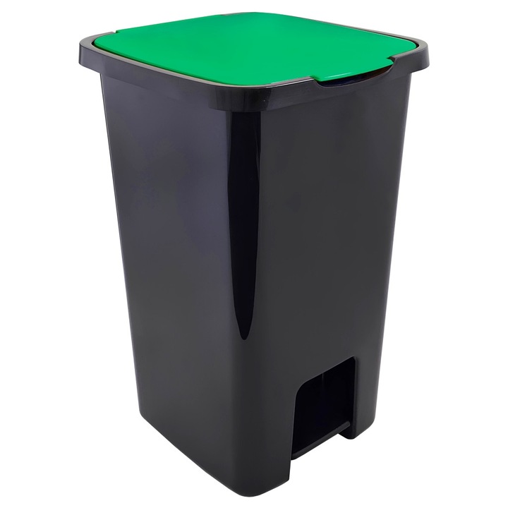 Cos de gunoi UN, model SORTA, 45L, verde, cu pedala