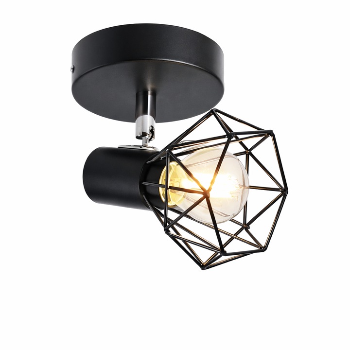 Lustra DIAMOND Negru E14, Metalic negru Tip Diamant, ideal pentru Hol si Dormitor