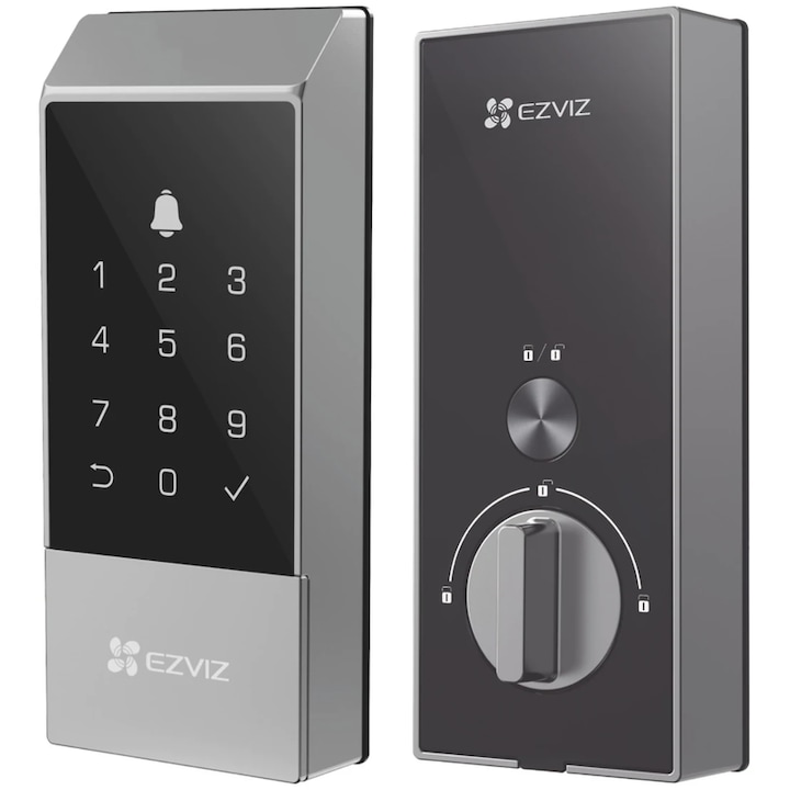 Интелигентна ключалка EZVIZ, Wi-Fi, многофункционална клавиатура, проверка на състоянието на отваряне, IP65, от -25 до +55 градуса, работна влажност 95%, съвместими системи за приложения Android, iOS