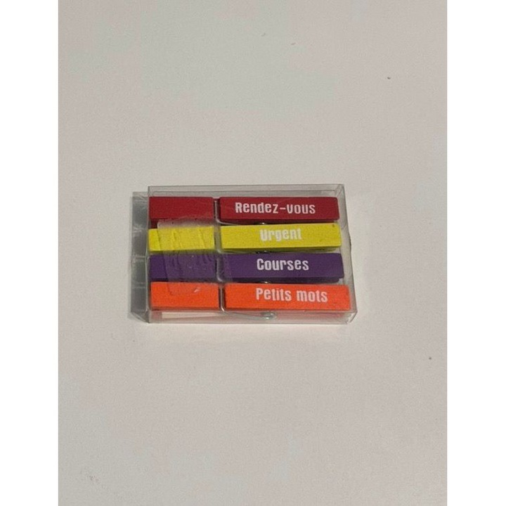 Set 12 carlige colorate lemn, cu mesaj in franceza