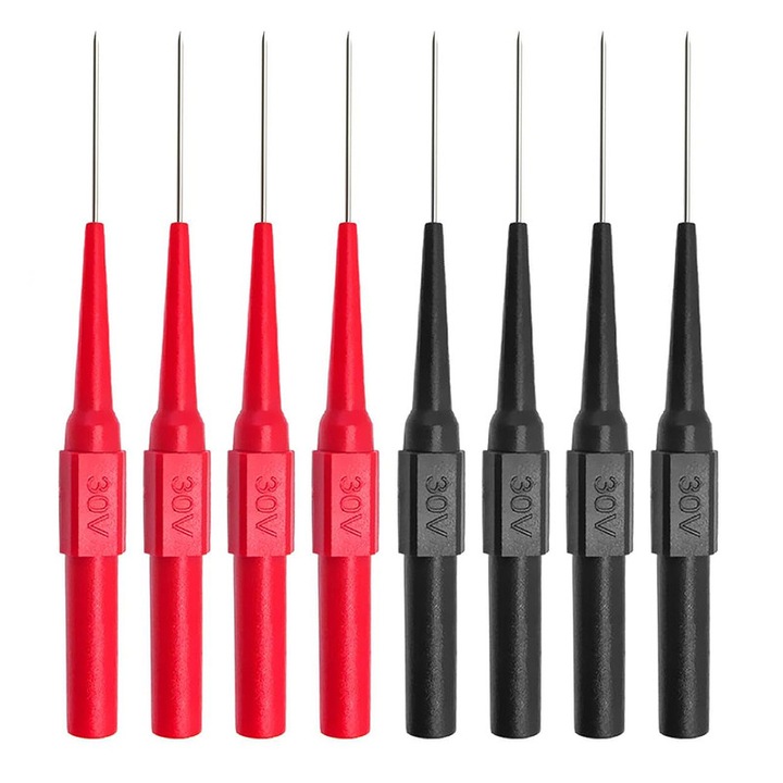 Multiméter mérővezeték készlet, Chucai, 0.7mm, 8 darab, fekete/piros, precíziós elektronikához, PCB ellenőrzéshez