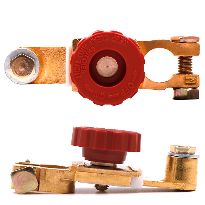 Comutator de deconectare baterie Chucai, rotativ, rosu, terminalul bateriei, izolator cu buton rosu, 12V sau 24V, pentru auto, camion, barca, vehicule