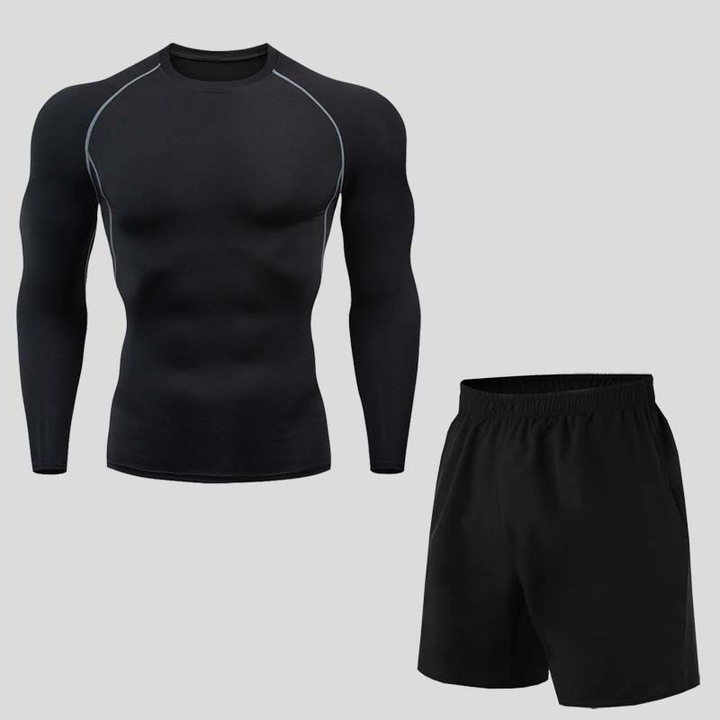 Set fitness pentru barbati, negru, 2 piese