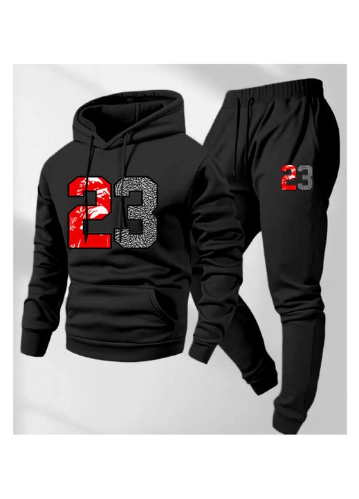 Set de trening din 2 piese pentru barbati, negru