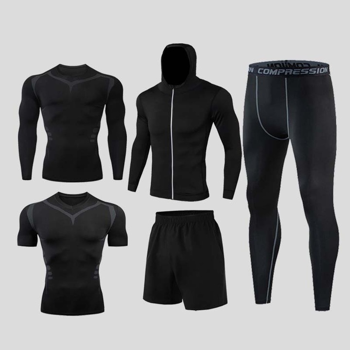 Set de baza de fitness pentru barbati, negru