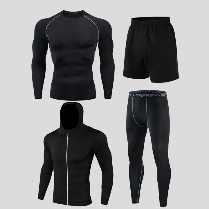 Set de fitness pentru barbati, negru