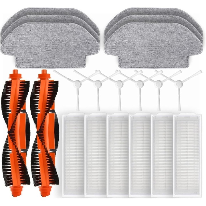 Комплект аксесоари за робот прахосмукачка, 20 части, основни и странични четки, ефективна филтрация, многоцветен