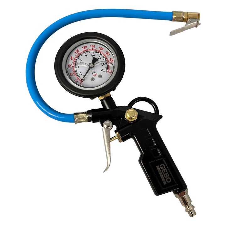Pistol de umflat roti anvelope cu manometru digital, GEBO TOOLS, 0-12 bar