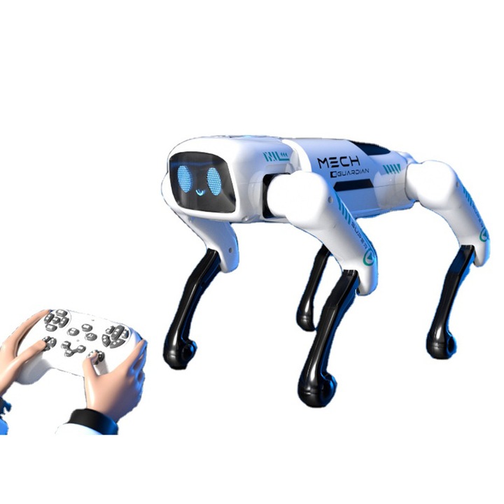 Inteligens rádiós robotkutya, interaktív játék gyerekeknek, kiegészítőkkel, fehér, 6 év+