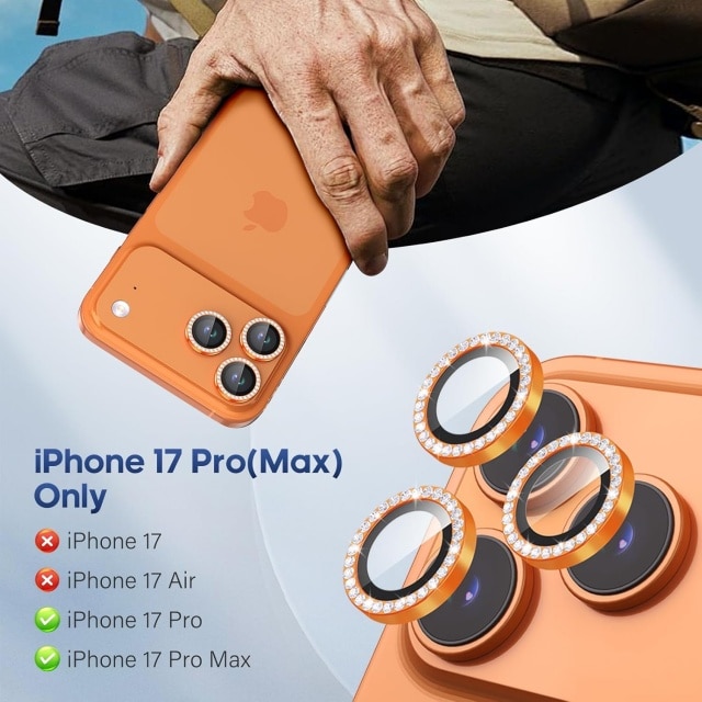 Folie protectie camera, 4 bucati, sticla temperata 9H, transparent, pentru iPhone 17 Pro Max/17 Pro
