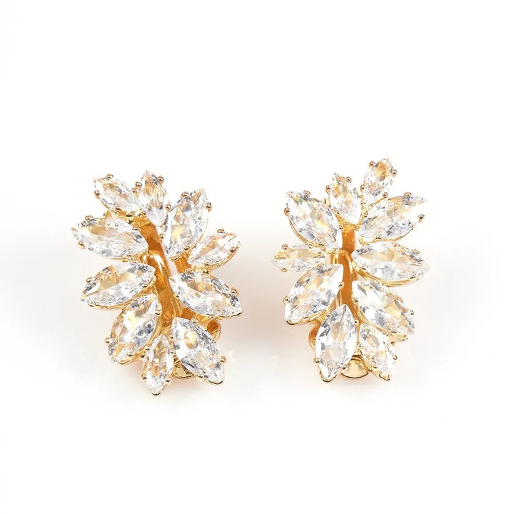 Cercei eleganti aurii cu pietre stralucitoare