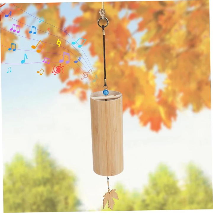 Kültéri bambusz szélcsengő, elegáns design, harmonikus hangzás, 42x7cm