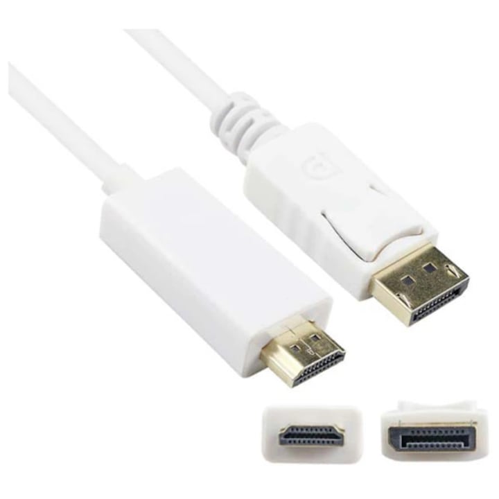 MYRIA MY8713 DisplayPort - HDMI kábel, 3m, fehér