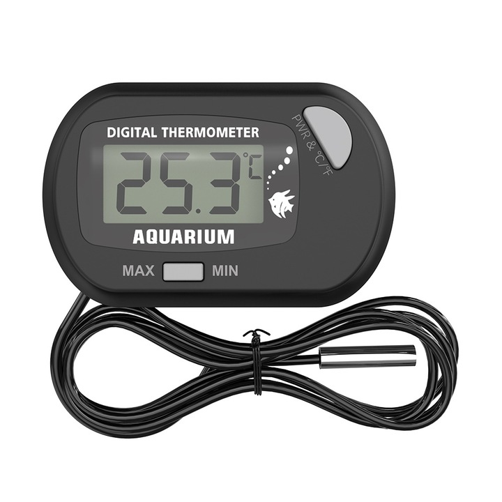 Termometru digital pentru acvarii, set de 2, 58x38x12mm, negru