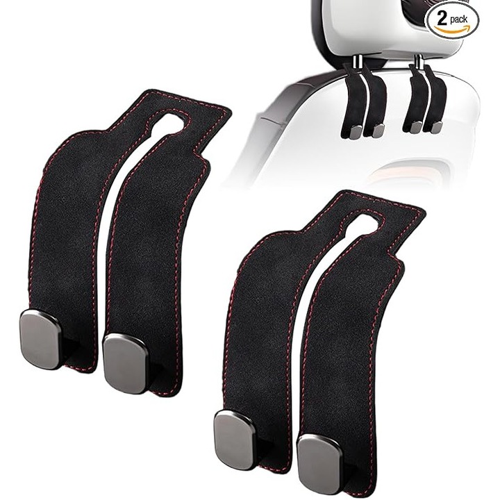 Suporturi auto, set 2 buc, pentru organizarea gentilor, negru