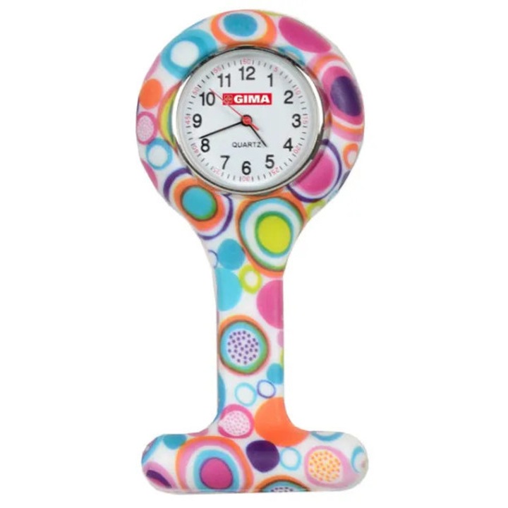 Ceas Medical din Silicon pentru Asistente – Model Bubble, Cu Prindere cu Ac de Siguranta, Gima