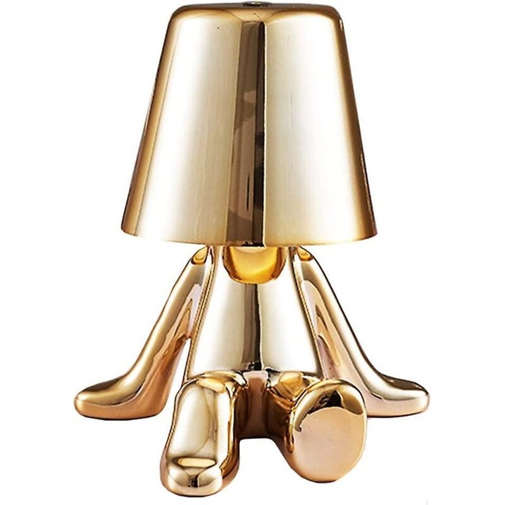 Veioza decorativa cu USB, lampa de birou cu control tactil, design creativ, culoare aurie, dimensiuni mici