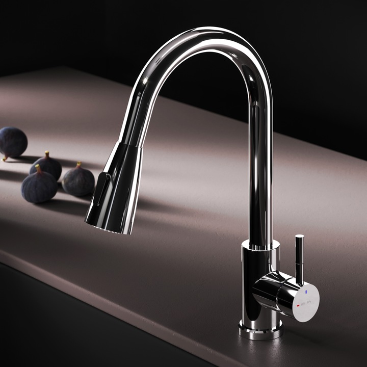 Кухненски смесител AM.PM X-Joy S F85B07500 стоящ, месинг едноръкохватков, керамичен патрон 35мм, месингово тяло