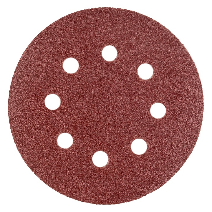 Discuri abrazive cu velcro, 125mm, P80, 8 orificii, set 10 bucati
