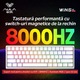 Механична гейминг клавиатура с кабел AULA WIN60 HE, магнитен Hall сензор, 8000Hz, прецизност 0.01mm, RGB, компактен 60% лейаут, метална позиционираща плоча, бяла
