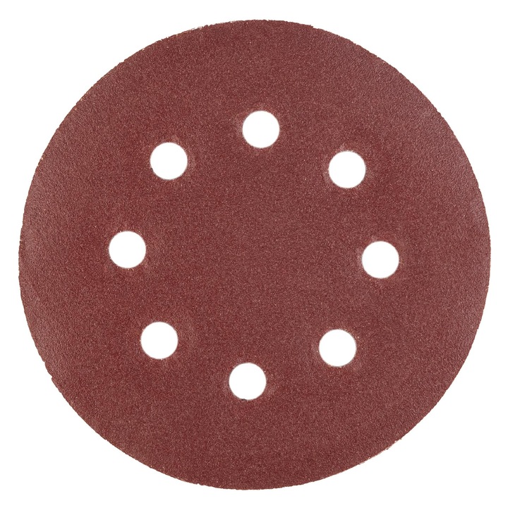 Абразивен диск Polax, 125 мм, P220, 8 отвора, комплект 10 броя