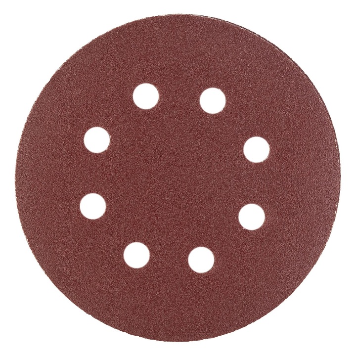 Disc abraziv cu velcro, 125mm, P120, 10 bucati, 8 gauri