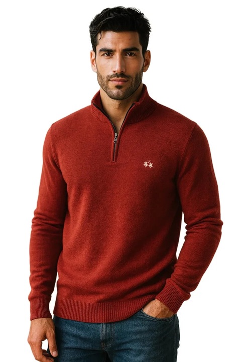 Bluza barbati La Martina, lana poliamida, Rosu