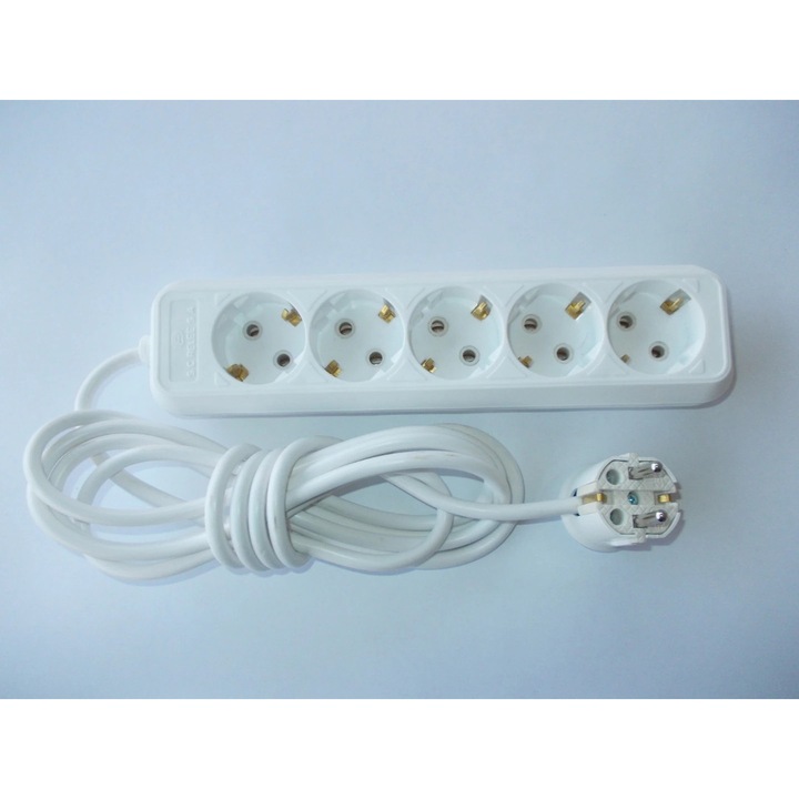 Prelungitor 5 prize, ceramic, alb, 1 mmp x 5 m Relee Medias