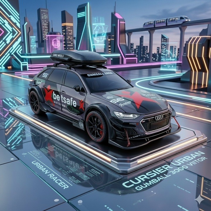 Audi RS6 Avant Gumball 3000 modellautó, Vision XXL, prémium kiadás, szürke, 1:24