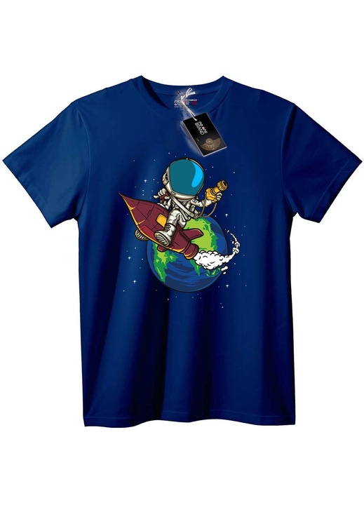 Tricou Astronaut cu Rachetă, Bleumarin, XS