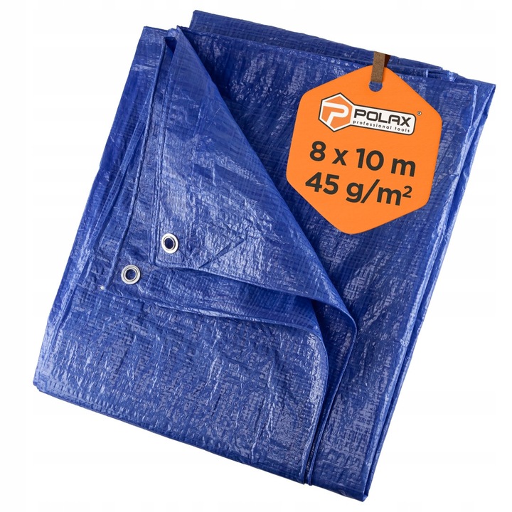 Védőtakaró 8x10 m, 45 g/m, kék, megerősített, vízálló