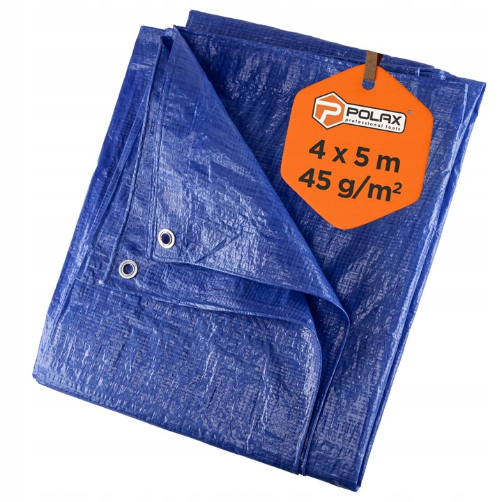 Védőtakaró 4x5 m, 45 g/m, vízálló, kék, Polax