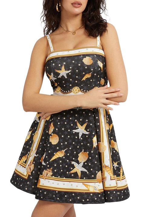 Rochie Guess evazată cu imprimeu marin, multicolor, Multicolor