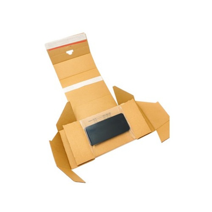 Set 100 buc, Cutie NEOPAK cu folie protectoare pentru telefon, 150x100x55mm, Maro, cu inchidere fara banda adeziva