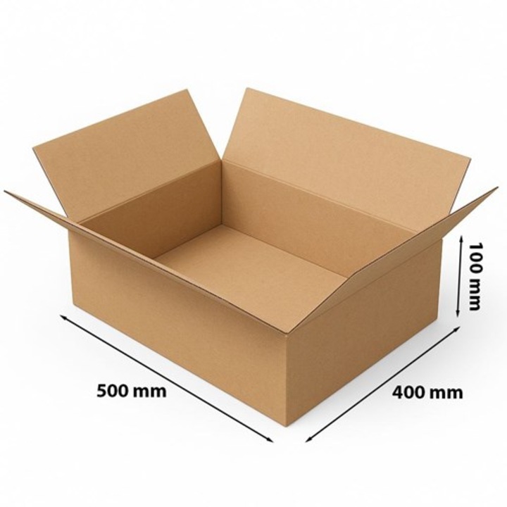 Cutie carton cu clape, 500x400x100 mm, Maro, 3 straturi, 360 g/m²