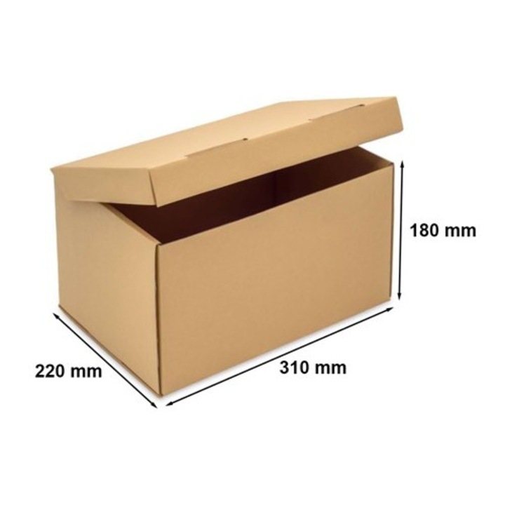 Set 10, Cutie carton A4, 310x220x180 mm, Maro, cu autoformare