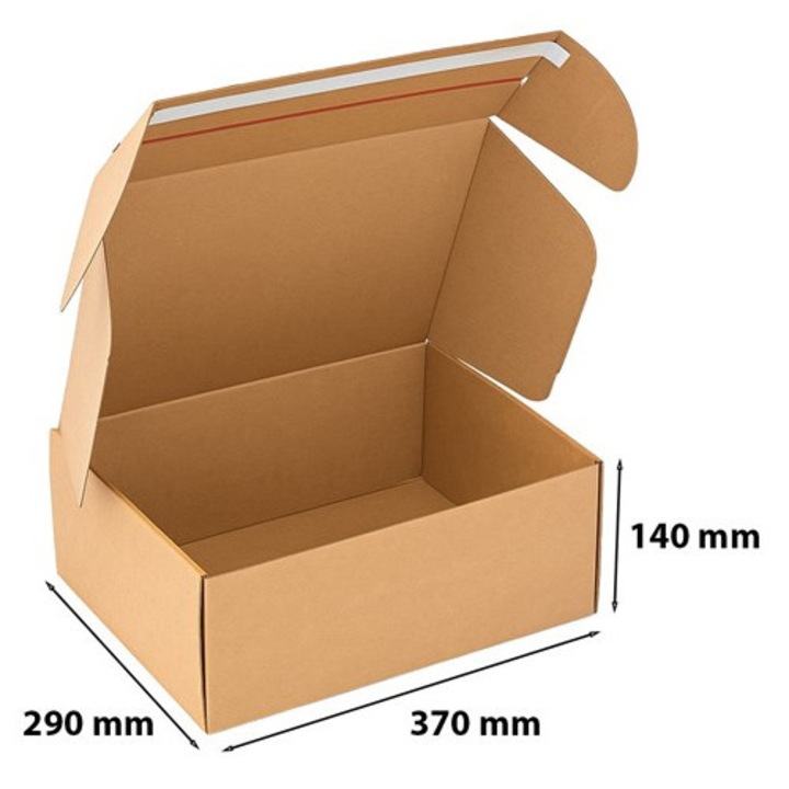 Set 50 buc, Cutie carton fasonata Fefco 427, 370x290x140 mm, Maro, carton ondulat 3 straturi, cu banda adeziva