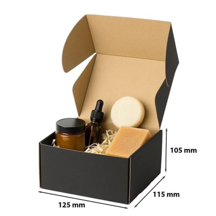 Set 20, Cutie NEOPAK carton decupat, 125x115x105 mm, Negru, constructie Fefco 426, 3 straturi