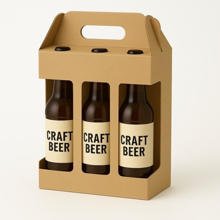 Set 10, Cutie NEOPAK, pentru 6 sticle de bere, stantata, 210x140x258 mm, Maro, cu maner