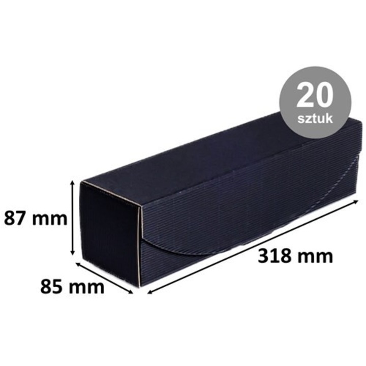 Set 20, Cutie NEOPAK pentru sticla de vin, din carton ondulat, 318x85x87 mm, Negru, dublu