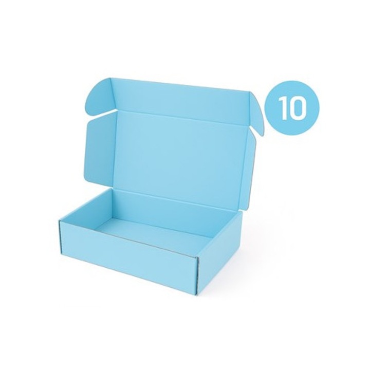 Set 10, Cutie NEOPAK de livrare, FEFCO 427, 330x250x100 mm, Albastru, gramaj 400 g/m²