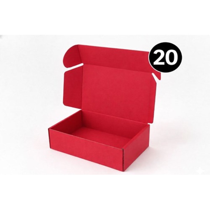 Set 20, Cutie cartonata NEOPAK pentru livrari, decupata, 330x250x100 mm, Zmeuriu, 400 g/m²
