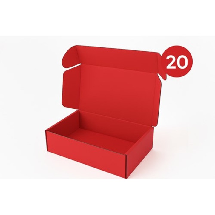 Set 20, Cutie NEOPAK Decorativa, Tip FEFCO 427, 330x250x100 mm, Rosu, Gramaj 400 g/m²