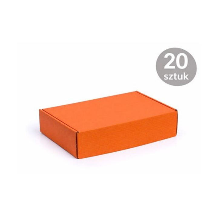 Set 20, Cutie carton decupata NEOPAK, FEFCO 427, 330x250x100 mm, Portocaliu, cu inchidere fara banda adeziva
