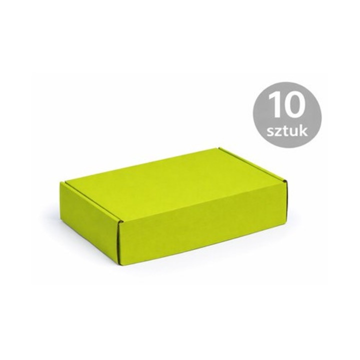 Set 10 Cutie carton NEOPAK decupata, FEFCO 427, 330x250x100 mm, Verde Limonziu, cu auto-inchidere