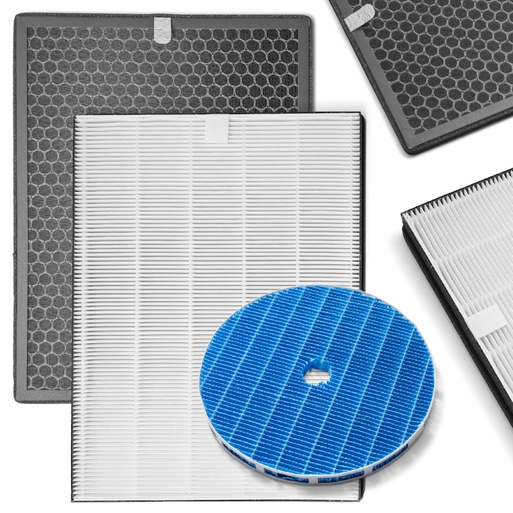 Set filtre HEPA, carbon activ si umidificare pentru purificator aer AFC AC2729, eliminare particule fine, reducere mirosuri, 3 filtre