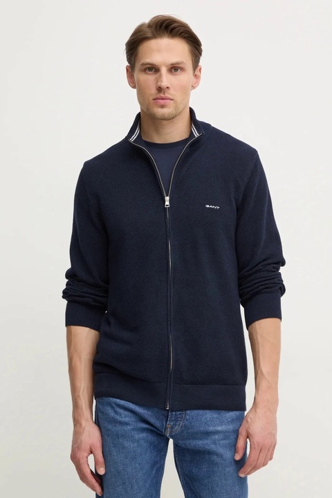 Жилетка Gant, памук, тъмносиня, Тъмносин