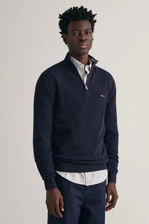 Bluza barbati Gant, bleumarin, fermoar, Bleumarin