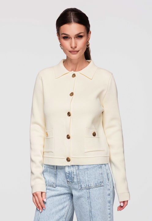 Cardigan din viscoza LARICA OW-SWCD-0103, Bej